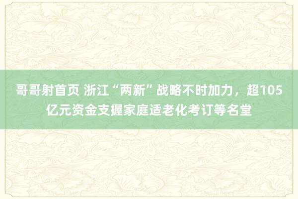 哥哥射首页 浙江“两新”战略不时加力，超105亿元资金支握家庭适老化考订等名堂