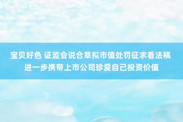 宝贝好色 证监会说合草拟市值处罚征求看法稿 进一步携带上市公司珍爱自己投资价值