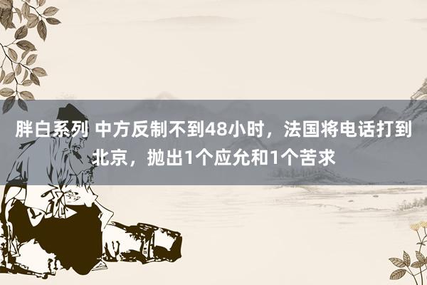 胖白系列 中方反制不到48小时，法国将电话打到北京，抛出1个应允和1个苦求