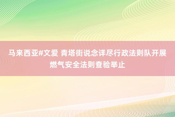 马来西亚#文爱 青塔街说念详尽行政法则队开展燃气安全法则查验举止