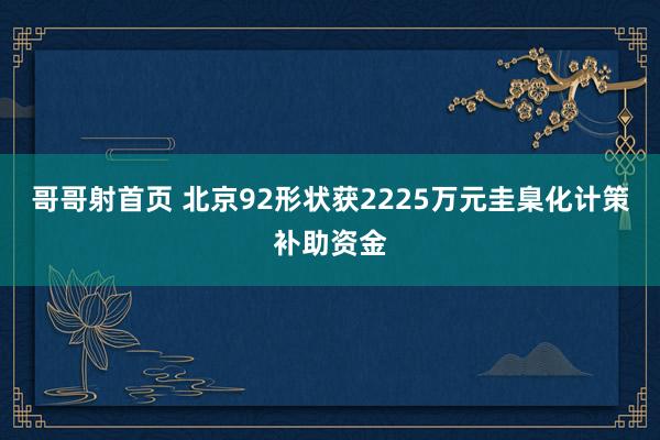 哥哥射首页 北京92形状获2225万元圭臬化计策补助资金