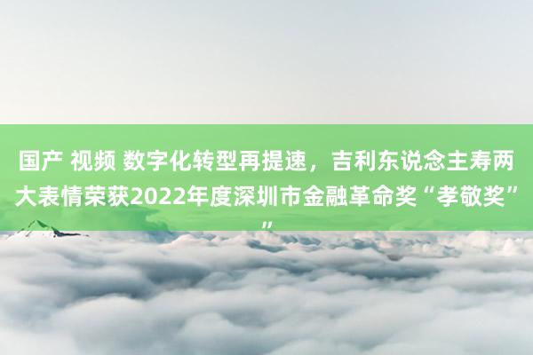 国产 视频 数字化转型再提速，吉利东说念主寿两大表情荣获2022年度深圳市金融革命奖“孝敬奖”