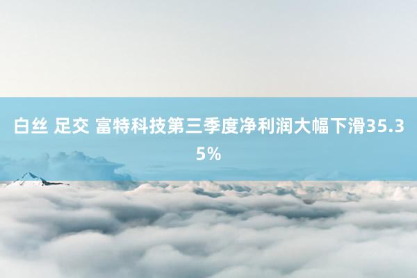 白丝 足交 富特科技第三季度净利润大幅下滑35.35%