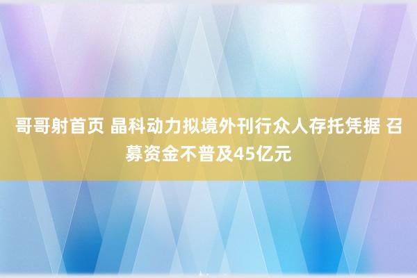 哥哥射首页 晶科动力拟境外刊行众人存托凭据 召募资金不普及45亿元