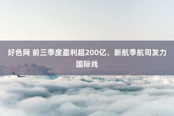 好色网 前三季度盈利超200亿，新航季航司发力国际线