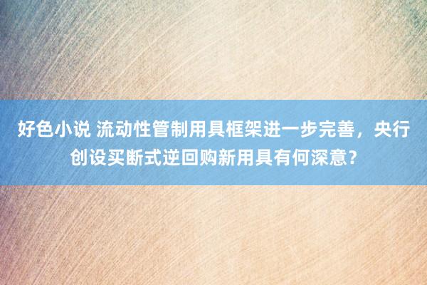 好色小说 流动性管制用具框架进一步完善，央行创设买断式逆回购新用具有何深意？