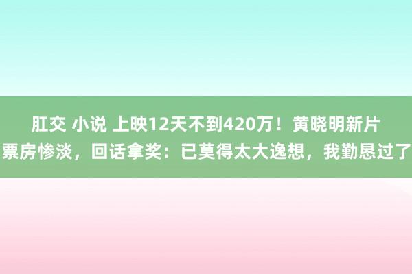 肛交 小说 上映12天不到420万！黄晓明新片票房惨淡，回话拿奖：已莫得太大逸想，我勤恳过了