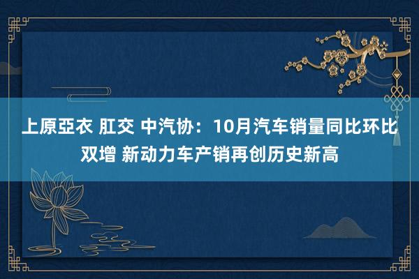 上原亞衣 肛交 中汽协：10月汽车销量同比环比双增 新动力车产销再创历史新高