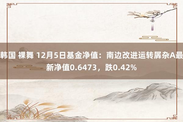 韩国 裸舞 12月5日基金净值：南边改进运转羼杂A最新净值0.6473，跌0.42%