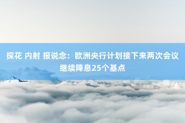 探花 内射 报说念：欧洲央行计划接下来两次会议继续降息25个基点