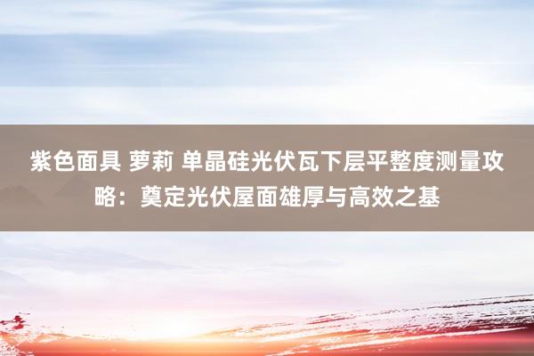 紫色面具 萝莉 单晶硅光伏瓦下层平整度测量攻略：奠定光伏屋面雄厚与高效之基