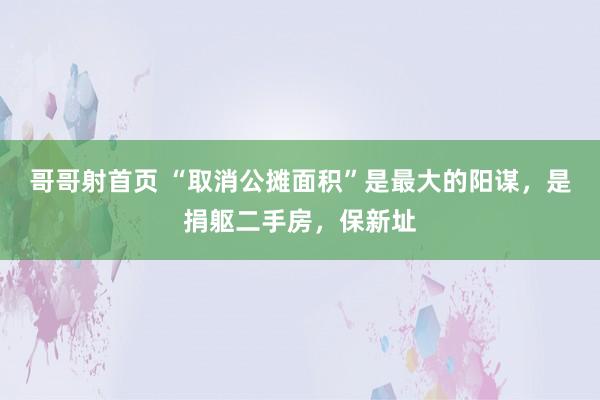 哥哥射首页 “取消公摊面积”是最大的阳谋，是捐躯二手房，保新址