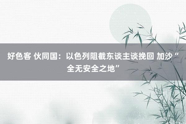 好色客 伙同国：以色列阻截东谈主谈挽回 加沙“全无安全之地”