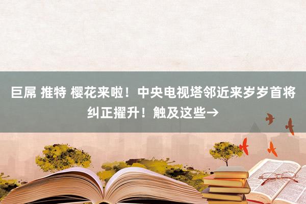 巨屌 推特 樱花来啦！中央电视塔邻近来岁岁首将纠正擢升！触及这些→