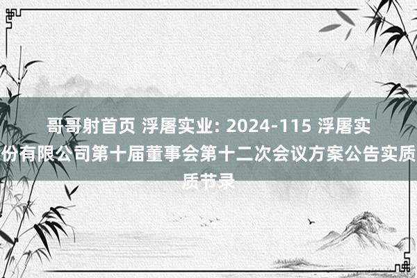 哥哥射首页 浮屠实业: 2024-115 浮屠实业股份有限公司第十届董事会第十二次会议方案公告实质节录