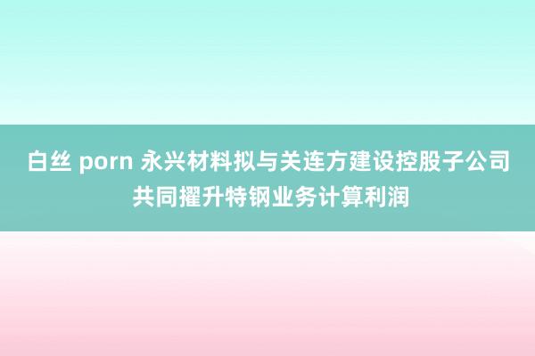 白丝 porn 永兴材料拟与关连方建设控股子公司 共同擢升特钢业务计算利润