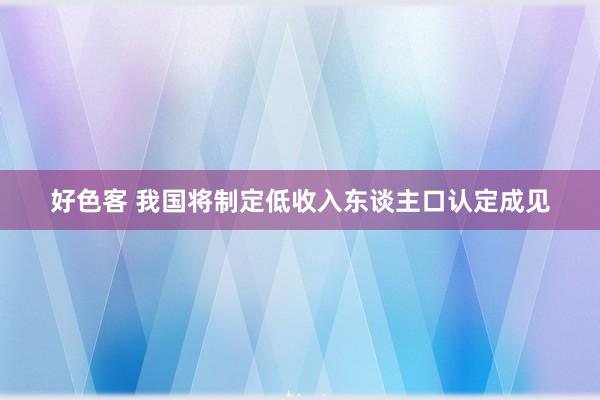 好色客 我国将制定低收入东谈主口认定成见