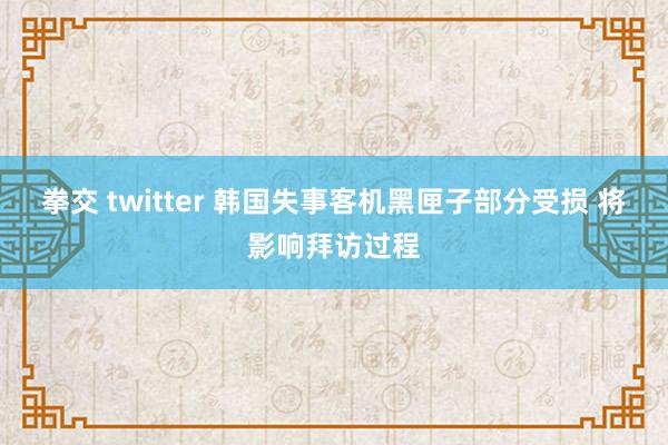 拳交 twitter 韩国失事客机黑匣子部分受损 将影响拜访过程