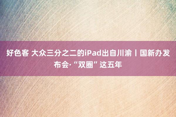 好色客 大众三分之二的iPad出自川渝丨国新办发布会·“双圈”这五年